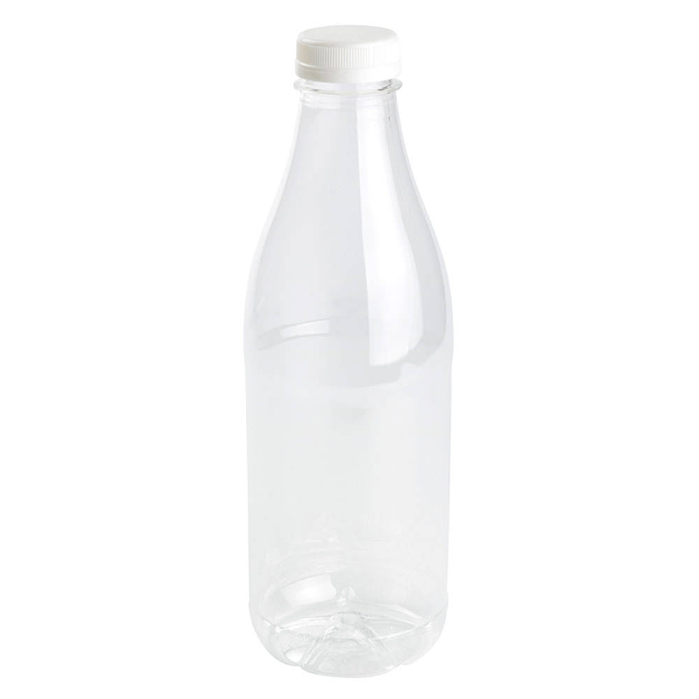 Botella RPET 1000ml transparente tapa blanca 60 uds/caja - Bionatic Spain