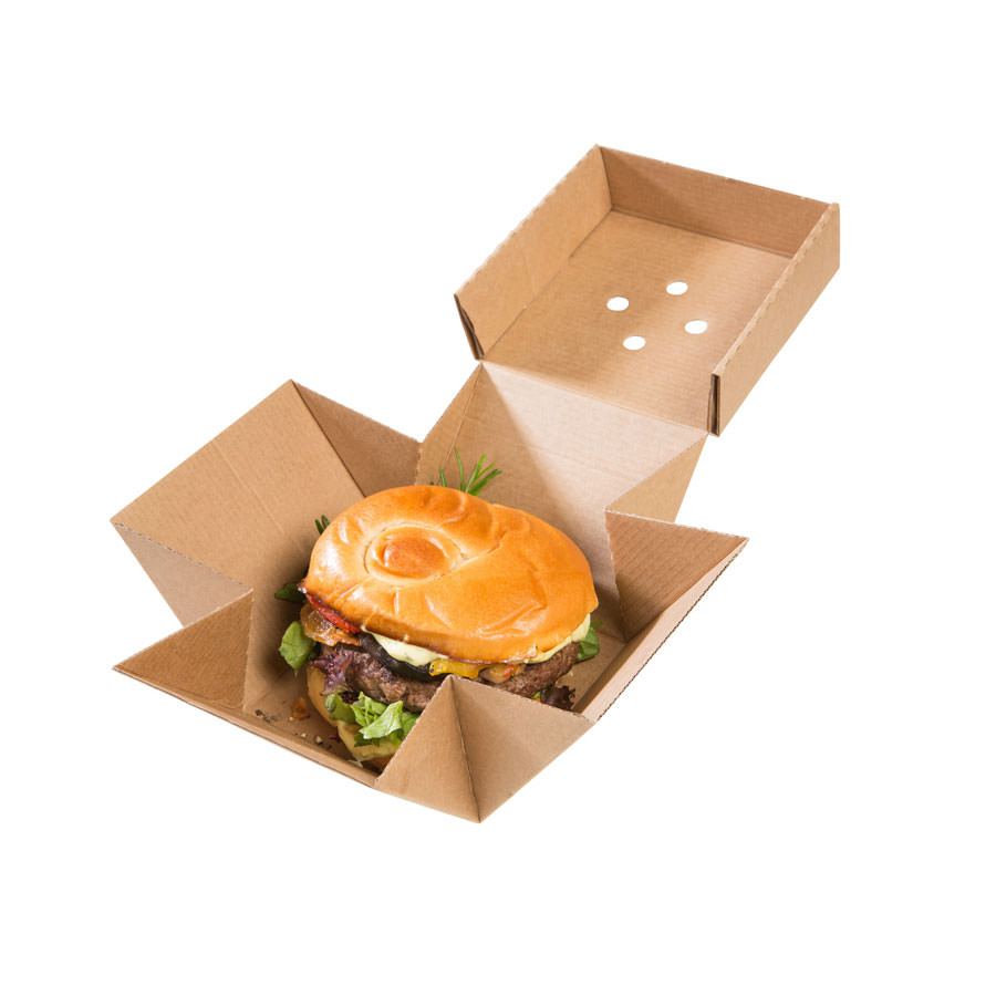 Caja para hamburguesa XL, cartón kraft, 13 x 13 x 10 cm Las cajas de Bionatic Spain son 100% ecológicas, biodegradables, sostenibles y desechables. Biopacksystems es ahora Bionatic Spain, especialistas en envases ecológicos para alimentación desde 2010. La primera tienda online de envases ecológicos, biodegradables y compostables de calidad. Bionatic Spain ofrece una gama de productos ecológicos y 100% biodegradables a empresas de catering, restaurantes, truck food. Los envases de Bionatic Spain, son perfectos para take away, para llevar la comida que sobra en el restaurante y para comida para llevar en general. Los productos de biopacksystems y Bionatic Spain, son de calidad garantizada y con todos los certificados que exige la comunidad europea.
