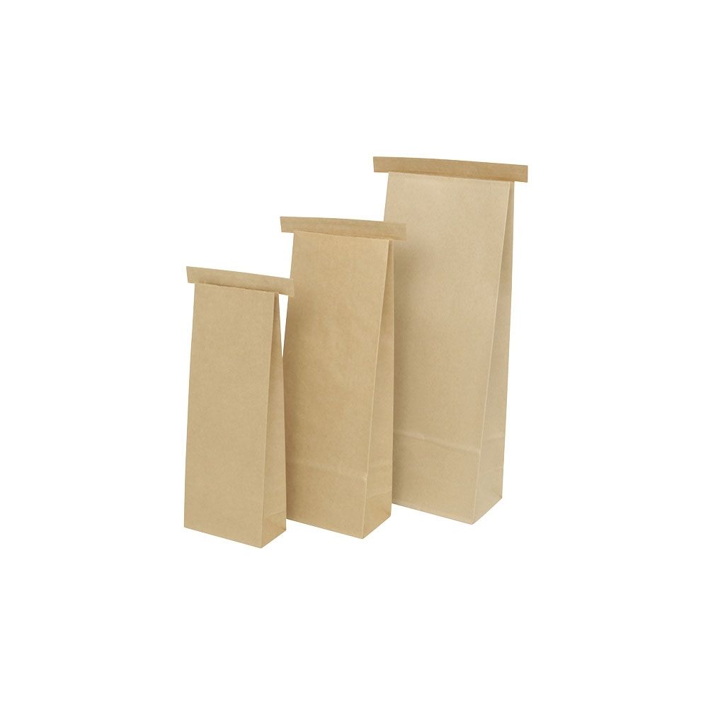 Bolsa de papel kraft con base M y tin tie 10x6x27,5cm 500uds/caja