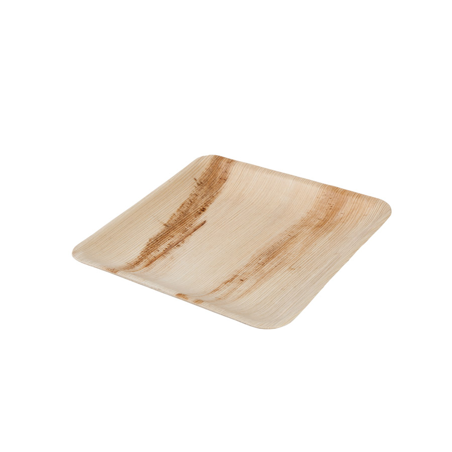 Plato cuadrado de hoja de palma 20x 20cm 150 uds/c