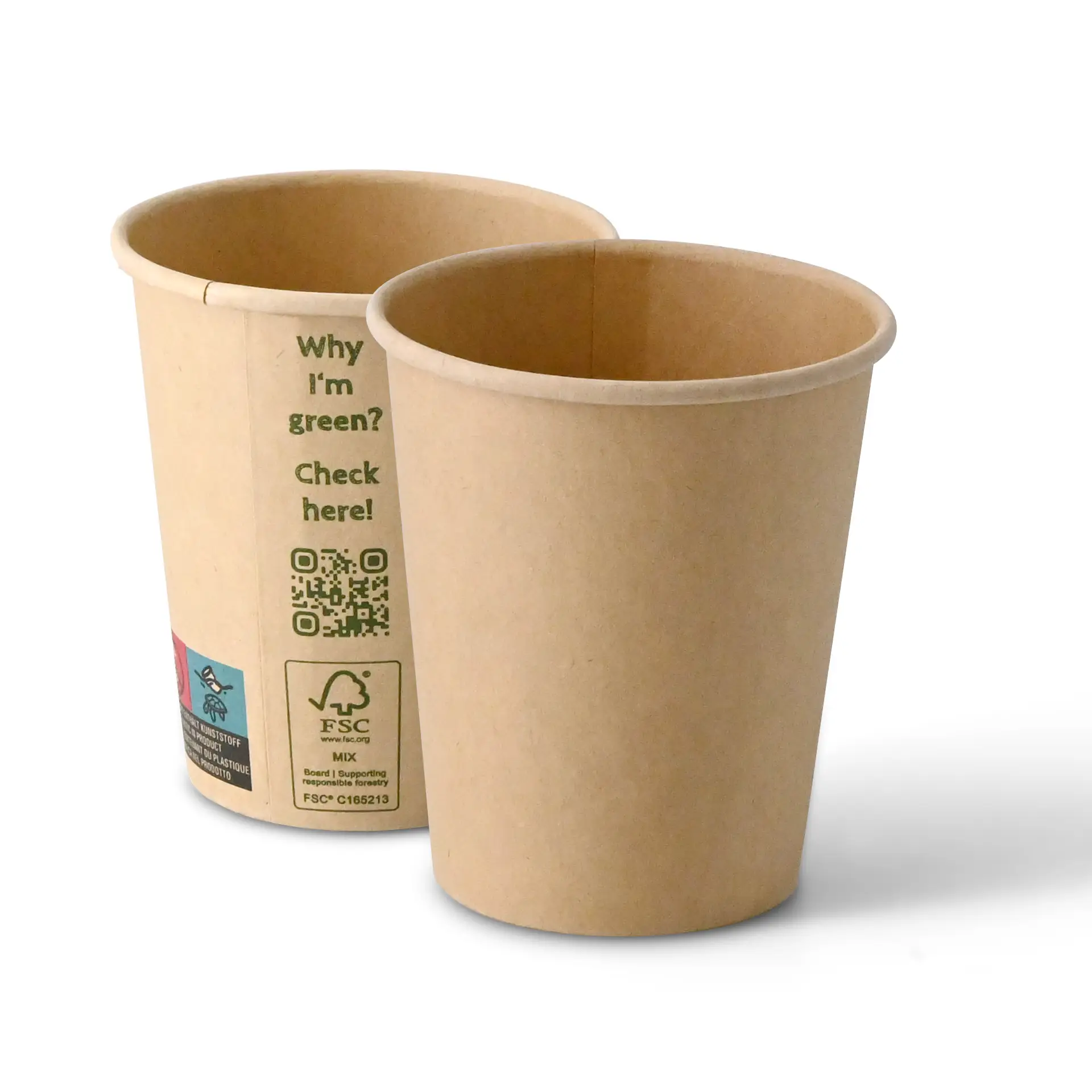 Vaso Bio cartón kraft con PLA 235ml/8oz 1000 uds/caja