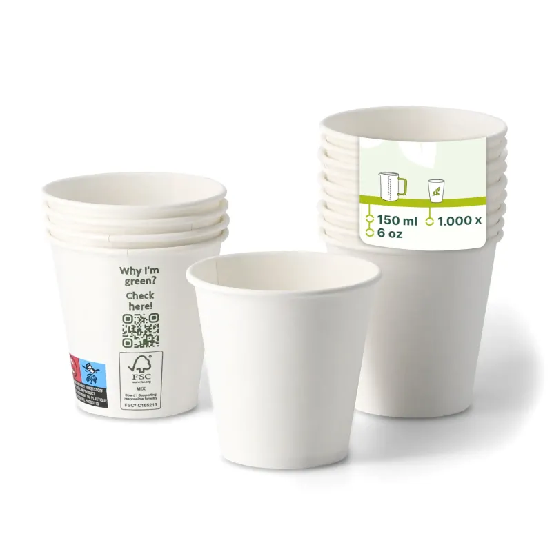 Vaso de cartón blanco con PLA 175 ml/6oz