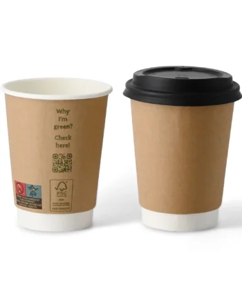 Vaso marrón doble capa con PLA 355ml/12oz Ø90mm 500 uds/caja